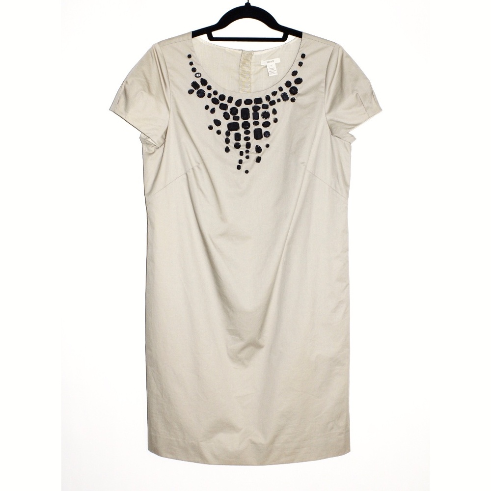 J. Crew Vintage Y2K Crystal Neck Pleated Cap-Sleeve Shift Dress
